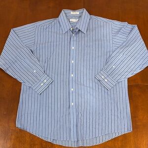 Pierre Cardin Men's Blue and White Striped Shirt